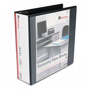 Universal Products Economy Ring View Binders - Economy Round Ring View Binder, Black, 3" Capacity - 20991