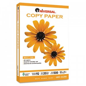 Universal Products Universal Copy Paper - Copy Paper, 92 Bright, 20 lb., 8-1/2" x 14", White - 24200