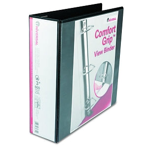 Universal Deluxe D-Ring View Binders - Black 3" Deluxe View D-Ring Comfort Grip Binder - 30751