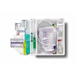 Medline Temperature-Sensing 100% Silicone 1-Layer Foley Catheter Tray - Total One-Layer Tray with 400 mL Urine Meter with 2, 500 mL Drain Bag, 100% Temperature-Sensing Silicone Foley Catheter, 14 Fr, 10 mL, Peri Wipe - URO170814T