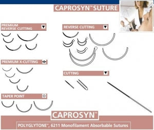 Covidien Caprosyn Sutures - Caprosyn Suture, Violet, Size 0, 30", GS-22 Needle - CC-831
