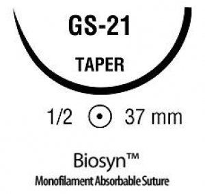 Covidien Biosyn Synthetic Absorbable Sutures - Biosyn Synthetic Absorbable Suture, Undyed, Size 0, 30", GS-11 Needle - CM-544