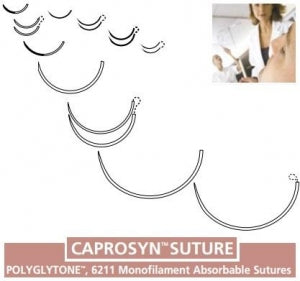 Medtronic Caprosyn Absorbable Undyed Sutures - Caprosyn Suture, 6/0, 18", Undyed, P-10 - SC3625G