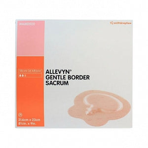 Smith & Nephew Allevyn Gentle Border Adhesive Dressings - Allevyn Foam Dressing, Gentle Border, Sacrum, 8.5" x 9" - 66801031