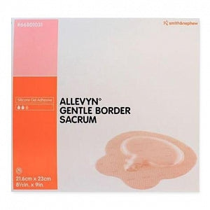 Smith & Nephew Allevyn Gentle Border Adhesive Dressings - Allevyn Foam Dressing, Gentle Border, Sacrum, 8.5" x 9" - 66801031