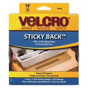 Velcro Usa, Inc. VELCRO® Brand Sticky Back Adhesive Tape - VELCRO® Brand Sticky Back Tape Roll, 3/4" x 15', Beige - 90083