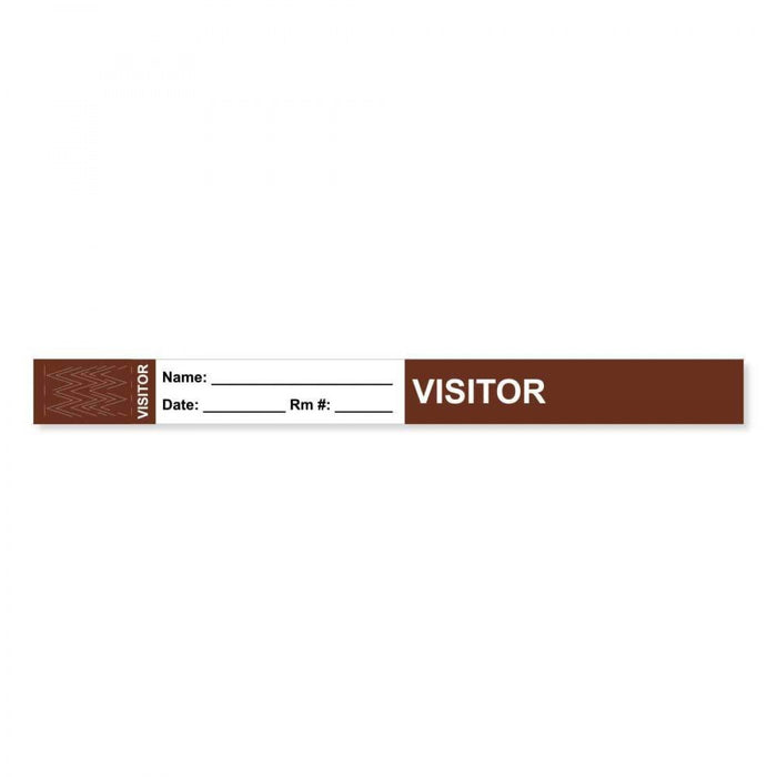 Visitor Pass Wristband Tamper-Evident Tyvek Visitor ___ Name: 1" X 10" Adult Brown 1000 Per Case