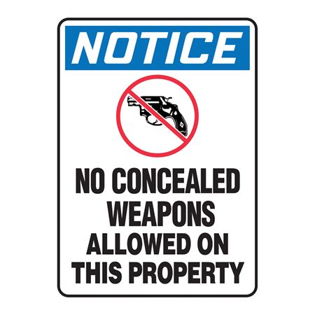 No Weapons Allowed Notice Sign 10"W x 7"H - Adhesive Vinyl