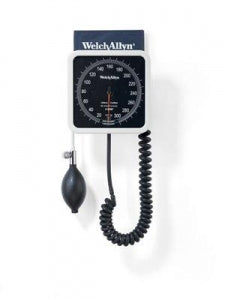 Welch Allyn 767 Wall and Mobile Sphygmomanometers - 767 Wall Aneroid Sphygmomanometer, 8' Coiled Tube, FlexiPort Reusable 2-Tube 2-Piece Cuff, Premium Inflation Bulb and Valve, Size: 11 Adult - 7670-01CB