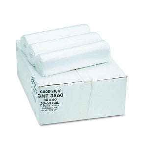 Webster Good 'n Tuff High-Density Waste Can Liners - High Density Waste Can Liners, Translucent, Natural, 55-60 gal., 12 Microns, 38" x 58" - GNT3860
