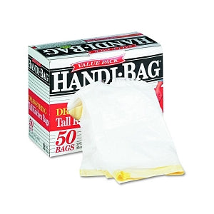 Webster Handi-Bag White 13-gal. Tall Drawstring Trash Liner - Drawstring Kitchen Bags, White, 13 gal., 0.6 mil, 24" x 27-3/8" - HAB6DK50