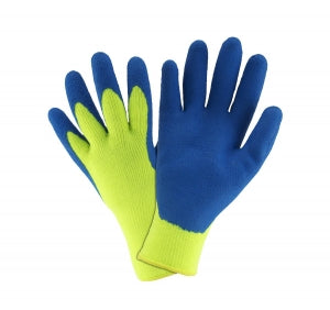 West Chester r Premium Hi Vis Thermal Knit Gloves - Premium Hi Vis Thermal Knit Liner Glove with Blue Latex Palm, Size M - 32L710/M