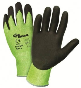 West Chester Protective Zone Defense HPPE Shell Gloves - Zone Defense Cut Resistant Gloves, Green with Black Palm Coating, 10G, Size L - 705CGNF/L