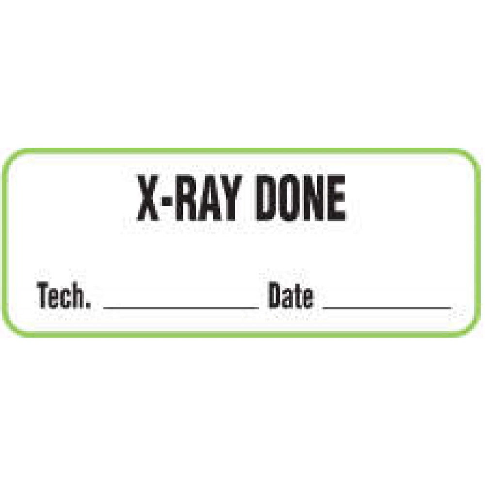 Label Paper Permanent X-Ray Done Tech. 2 1/4" X 7/8" White With Green 1000 Per Roll
