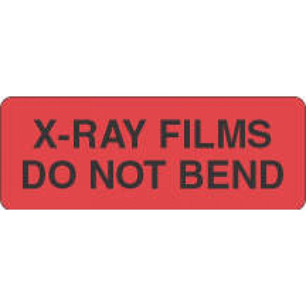 Label Paper Permanent X-Ray Films Do 3" X 1 1/8" Fl. Red 1000 Per Roll