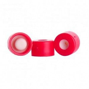 DWK Life Sciences Wheaton Snap Cap with PTFE / Silicone Septa - CAP, SNAP, RED, PTFE / SIL STOPPER, 7MM, 100/PK - 07-0045R