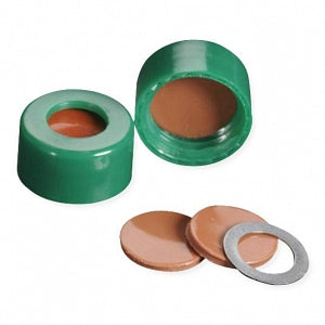 DWK Wheaton ScrewTin Cap with FEP / Natural Rubber Septa - CAP, SCREW, GREEN, FEP / NAT-RUB SEPTA, 9MM - 09-0020GT