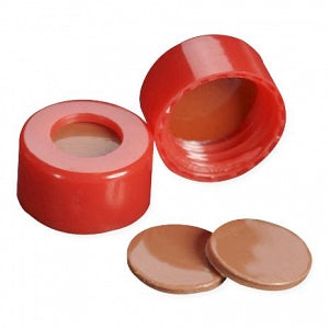 DWK Life Sciences Wheaton Screw Cap w/FEP / Natural Rubber Septa - CAP, SCREW THRD, RED, FEP / NAT-RUB SEP, 9MM - 09-0020R