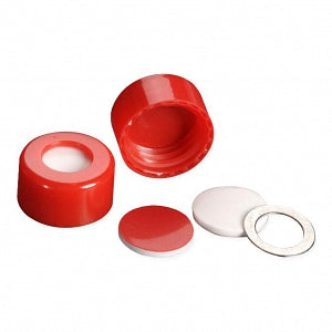 DWK Wheaton ScrewTin Cap with PTFE / Silicone Septa - CAP, SCREW, RED, PTFE / SIL SEPTA, 9MM - 09-0030RT