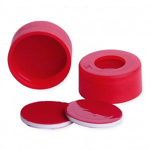 DWK Life Sciences Wheaton Snap Cap w/PTFE / Silicone / PTFE Septa - CAP, SNAP, RED, PTFE / SIL / PTFE SEPTA, 11MM - 11-0055R