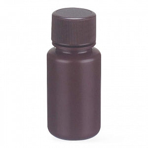 DWK Life Sciences Wheaton Starlin Amber Color Bottle - Starlin Wide-Mouth Round HDPE Plastic Bottle with Attached Cap and No-Drip Pour Lip, Amber, 60 mL - 209626