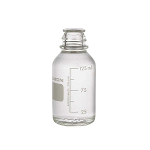 DWK Life Sciences Wheaton Clear Type I Bottle with No Cap - USP Type I Graduated Media Lab Bottle, No Cap, Clear, 125 mL - 219435