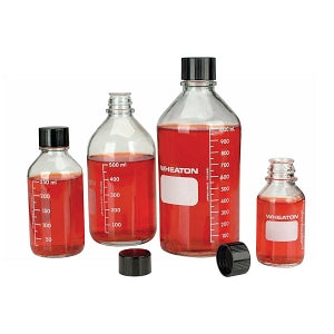 DWK Life Sciences Wheaton Clear Type I Bottle - BOTTLE, MEDIA, CL, GRD, BLK PHE RUB LN, 250ML - 219757