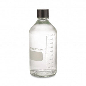 DWK Life Sciences Wheaton Type I PTFE Lined Cap Bottle - USP Type I Graduated Media Lab Bottle with PTFE Rubber-Lined Phenolic Cap, Clear, 1, 000 mL - 219820