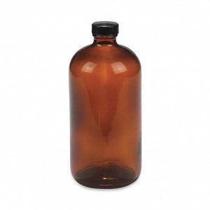 DWK Life Sciences Wheaton Type III Amber Safety Ctd Bottle - BOTTLE, GLS, AMB, RND, 33-400, NO CAP, 32OZ - 220956