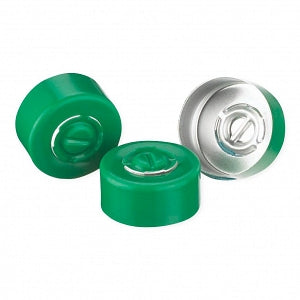 DWK Life Sciences Wheaton Tear Off Aluminium 13mm Seal - Unlined Aluminum Seal, Complete Tear-Off, Green 13 mm - 224192-07
