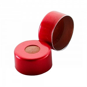 DWK Life Sciences Wheaton Aluminium 11mm Seal - PTFE / Silicone / PTFE-Lined Aluminum Seal, Open Top, Red, 11 mm - 224231-06