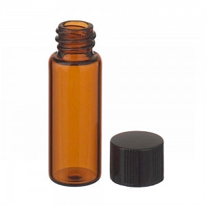 DWK Life Sciences Wheaton Amber Glass E-C Vial - E-C Glass Sample Vial, 8-425 Black Phenolic Cap with Rubber Liner, Amber, 2 mL - 224731