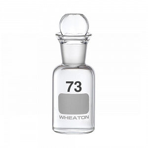 DWK Life Sciences Wheaton Glass BOD Bottle HeadStopper - Glass BOD Bottle with Glass Pennyhead Stopper, Numbered 73-108, 60 mL Capacity, 43 mm dia. x 115 mm H - 227494-03G