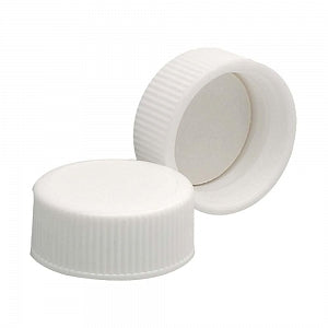 DWK Life Sciences Wheaton Urea White Cap with PTFE Liner - White Polypropylene Screw Caps with PTFE / Foamed PE Liner, Solid Top, 22-400 Neck Finish - 239231