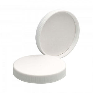 DWK Life Sciences Wheaton PTFE PP FCD / FMD PE Liner Cap - White Polypropylene Cap for Straight-Sided Jars, PTFE-Faced Foamed Polyethylene Liner, Size 70-400 - 239244