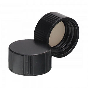DWK Life Sciences Wheaton Phenolic PTFE Liner Cap - Phenolic Screw-On Cap with PTFE/14B Rubber Liner, Black, Cap Closure Size 15-425 - 240409