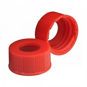DWK Life Sciences Wheaton Open Top Unlined Cap - Screw-On Polypropylene Open-Top Cap, Unlined, Cap Closure 20-400, Red - 240716-03