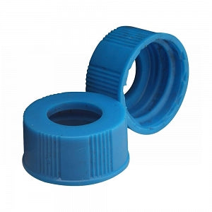 DWK Life Sciences Wheaton Open Top Unlined Cap - Screw-On Polypropylene Open-Top Cap, Unlined, Cap Closure 20-400, Blue - 240716-04