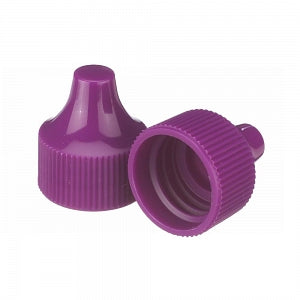 DWK Life Sciences Wheaton 20-410 PP Dropper Tip Caps - Polypropylene Dropper-Tip Cap, Size 20-410, Purple - 242527