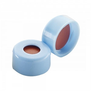 DWK Life Sciences Wheaton Snap Cap - E-Z Vial Blue Polyethylene, Snap Caps with Red PTFE / Silicone / PTFE Septa Liner, 11 mm - 242772-01