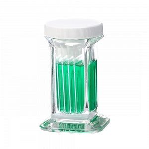 DWK Life Sciences Wheaton Slide Staining Dish - Soda Lime Glass Staining Jar with Polypropylene Cap, Clear, 26 mm L x 26 mm W x 90 mm D - 900570