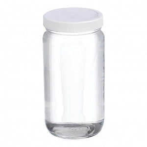 DWK Wheaton 16 Oz Clear Bottle with PTFE Liner - BOTTLE, GLASS, WM AC RD, PTFE LNR, CLR, 16OZ - W217004