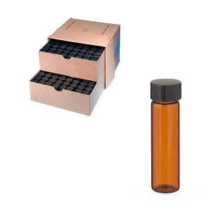 DWK Glass Sample Vials - Amber Vial with PTFE-Faced Rubber-Lined Cap with 15-425 Screw Thread, 8 mL - W224684