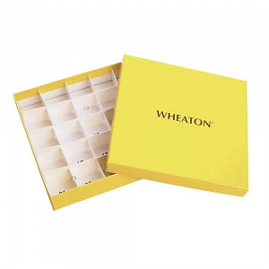 DWK Life Sciences Wheaton Cryofile Tissue Box - CryoFILE Water-Repellent Tissue Vial Storage Boxes, Yellow, 25 Compartments for 50 Vials, 1" x 5" x 1" (130 x 130 x 25 mm) - W651610-Y