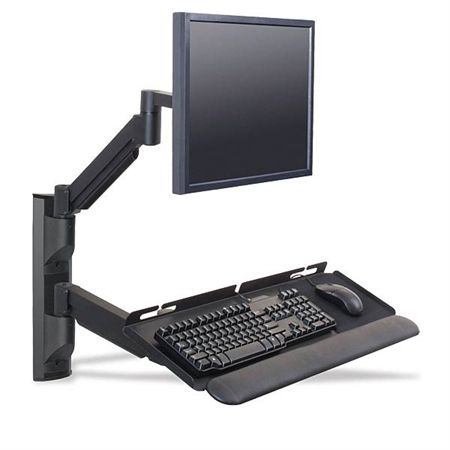 Wall Track Computer Mounting System 31" Wall Track with Keyboard, Monitor Arm, and CPU Holder