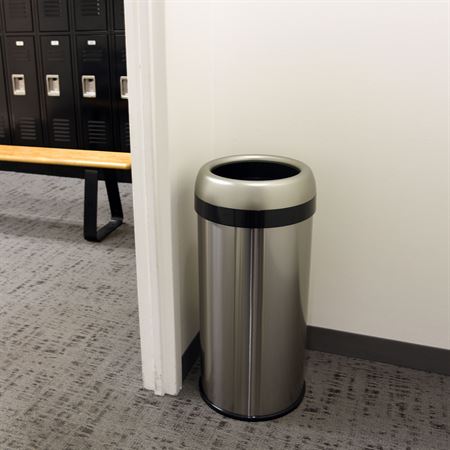 Open-Top Waste Can with Dual-Deodorizer Filter 13gal - Round - 14.25"W x 14.25"D x 25"H