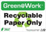 Zing Enterprises LLC Green at Work Recycle Signs - SIGN, GREEN@WORK, RECYCLABLE PAPER ONLY - 1026
