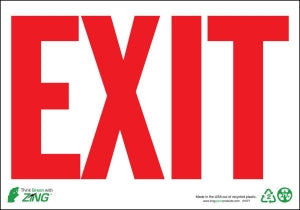 Zing Enterprises LLC Red on White Exit Signs - Exit Sign with Red Lettering on White, Plastic, 7" x 10" - 1077