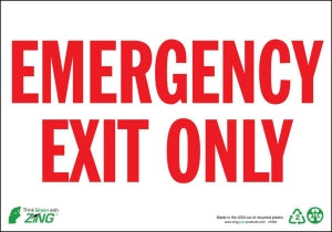 Zing Enterprises LLC Emergency Exit Only Signs - Emergency Exit Only Sign with Red Lettering on White, Self-Adhesive Polystyrene, 7" x 10" - 1084S