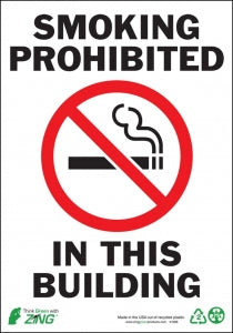 Zing Enterprises LLC Smoking Prohibited Signs - SIGN, SMOKING PROHIBITED, 10X7, AL - 1086A